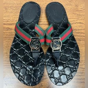 Authentic Gucci Thong Web Sandal